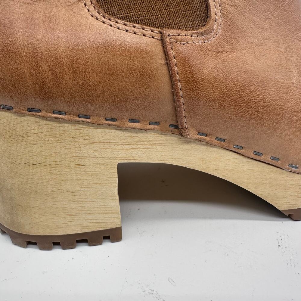 Mia Clogs Justina Pull On Platform Leather Ankle Tan Boots Womens Size 9 - Picture 12 of 15